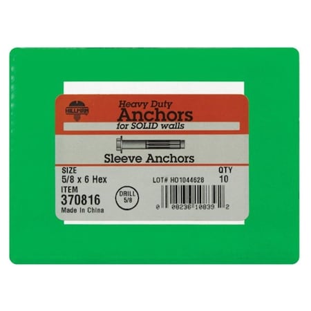 Hillman Sleeve Anchor, 5/8" Dia., 6" L 5324413